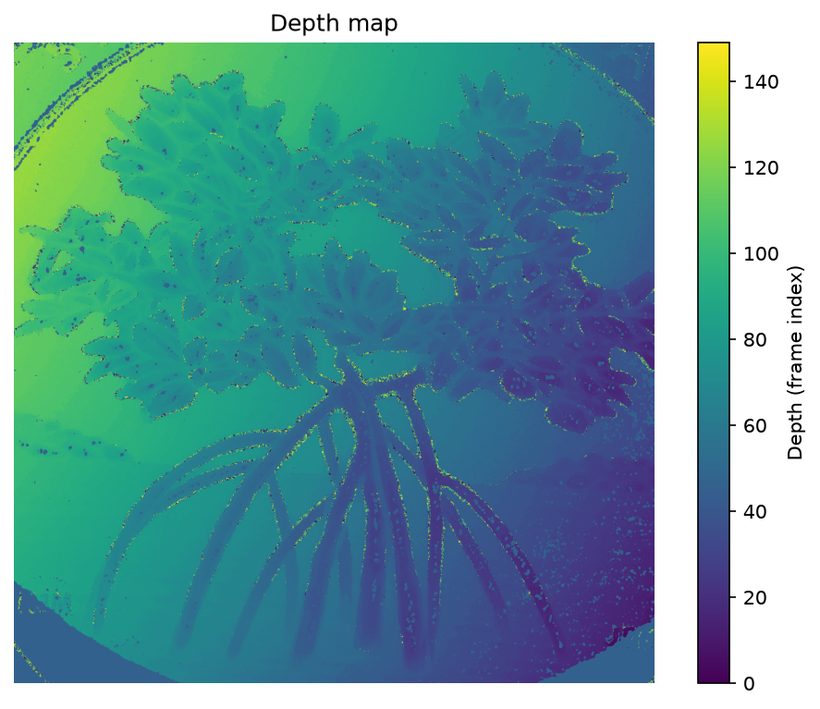 Micron-scale OCT depth map of a coin